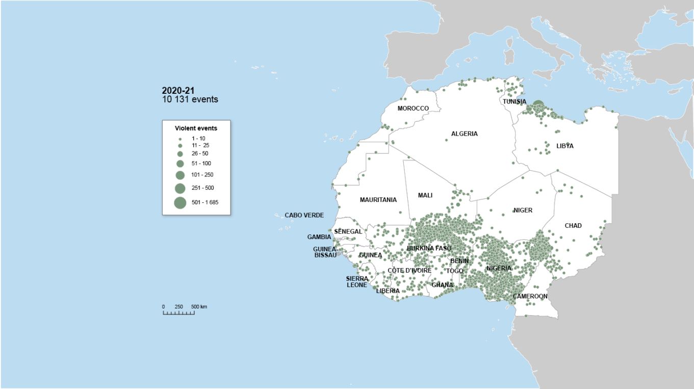The geography of violence in North and West Africa — a focus on borderlands